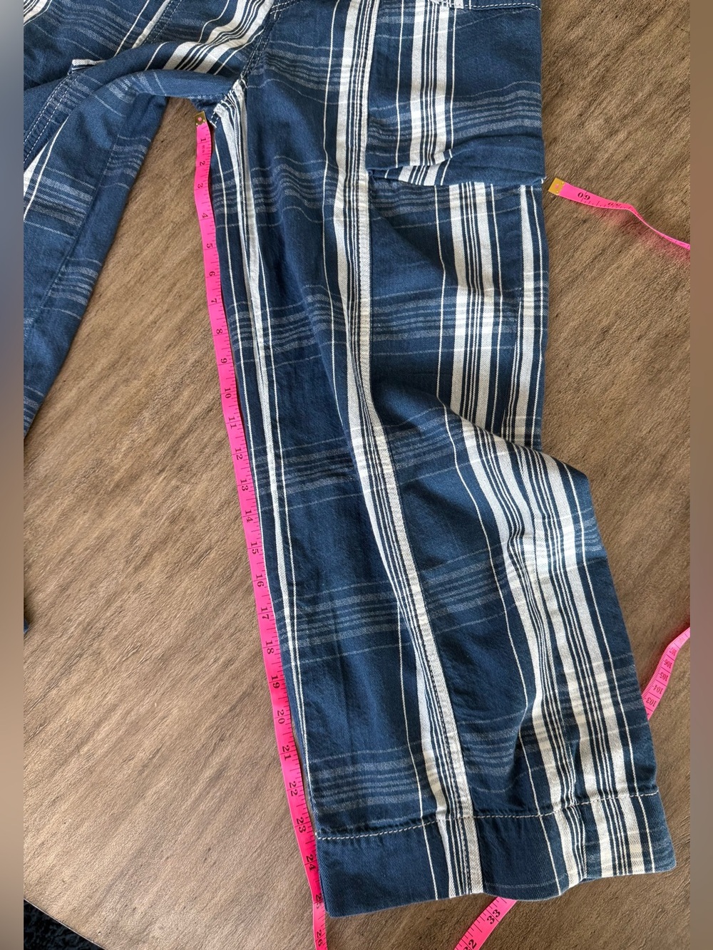 NWT Free People Rose Hall Low Slung Trousers size 26 Blue White - Picture 6 of 14